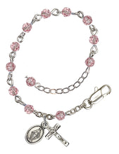 Load image into Gallery viewer, BABY ROSARY BRACELET - LIGHT ROSE - SWAROVSKI CRYSTAL BEADS
