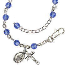 Load image into Gallery viewer, BABY ROSARY BRACELET - SAPPHIRE - SWAROVSKI CRYSTAL
