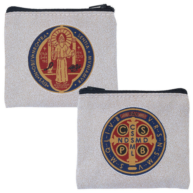 ROSARY CASE ST. BENEDICT HAND WOVEN