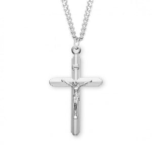 Crucifix Sterling Silver Inlayed Cross Design on 24" Chain