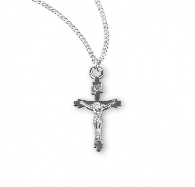 CRUCIFIX 0.9" TINY STERLING SILVER ON 18" CHAIN