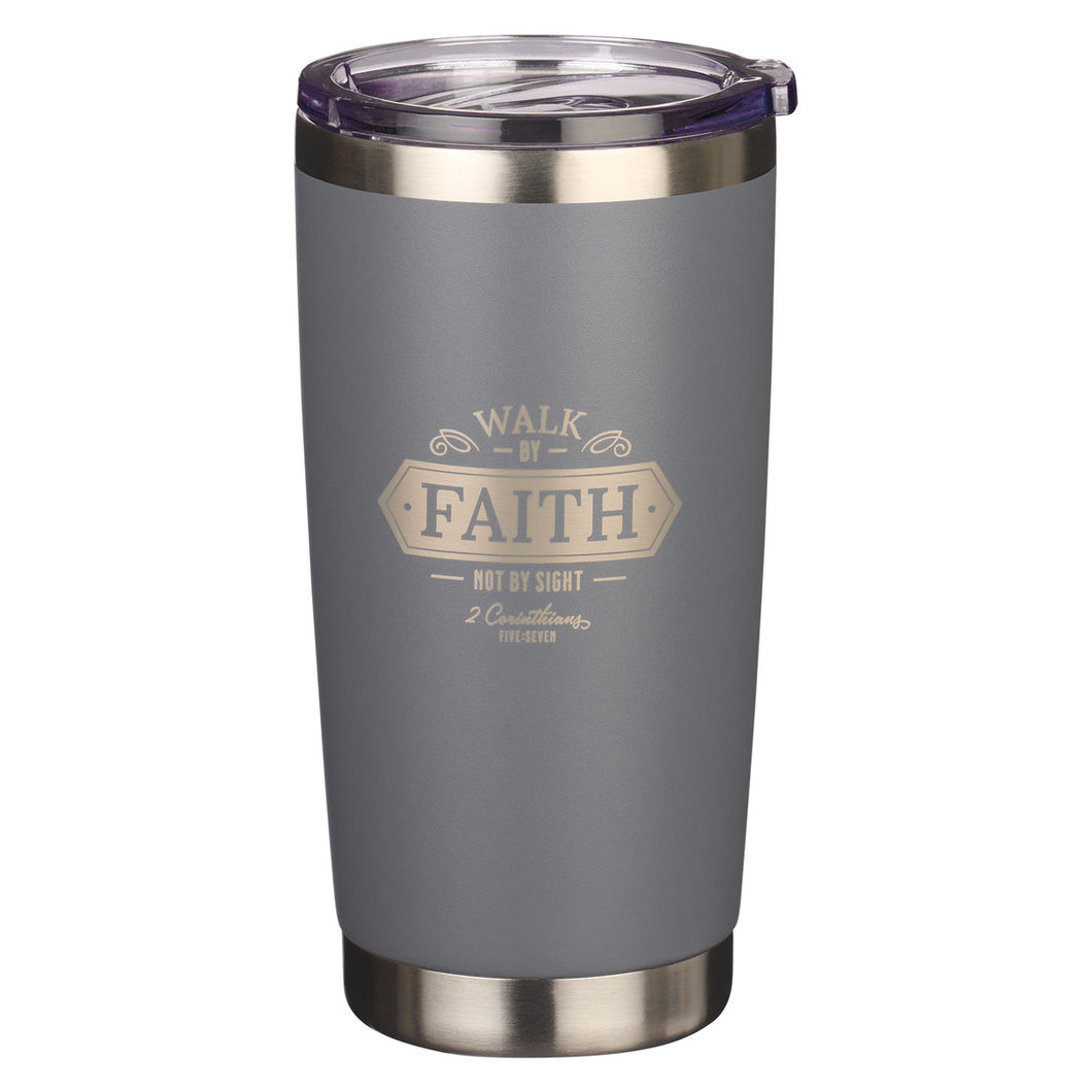 Walk by Faith Grey Travel Mug