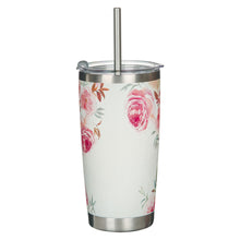 Load image into Gallery viewer, Travel Mug with Straw Be Still and Know Bright Floral
