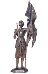 St. Joan of Arc Statue in Lightly Hand-Painted Cold Cast Bronze 11"
