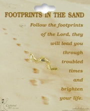 Load image into Gallery viewer, Pin Footprints in the Sand in Gold Tone
