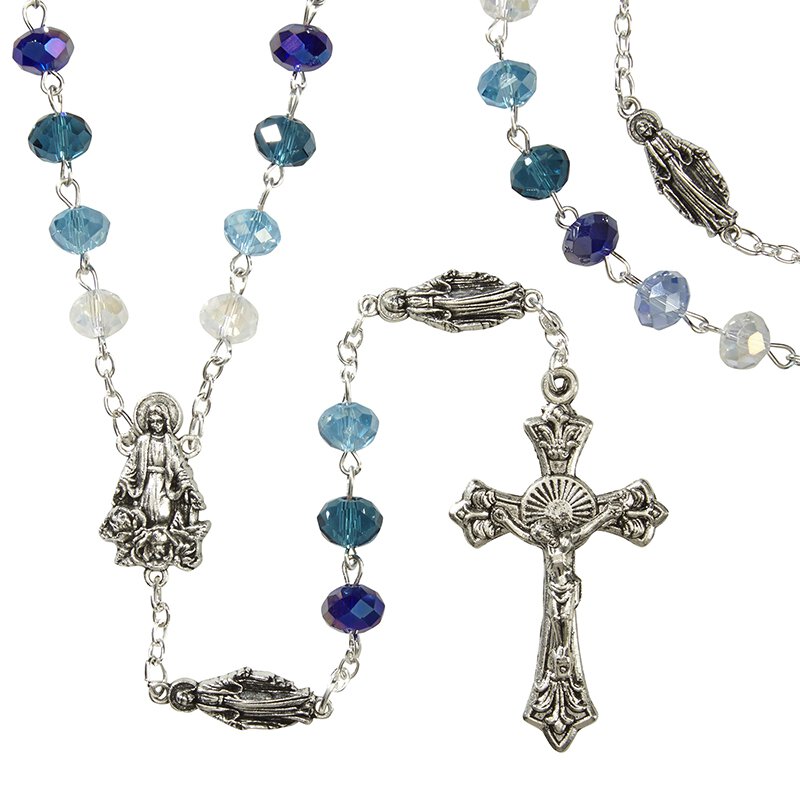 Rosary Marian Our Fathers Blue Multi-color Beads