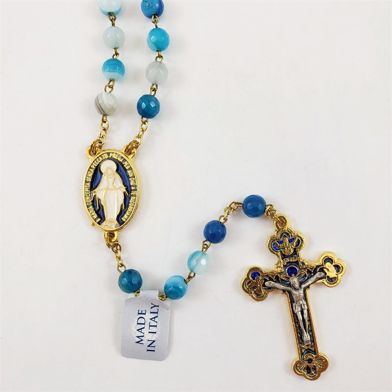 ROSARY - BLUE AGATE STONE