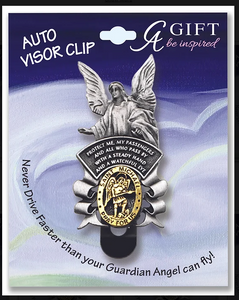 VISOR CLIP 2 TONE ANGEL AND ST CHRISTOPHER