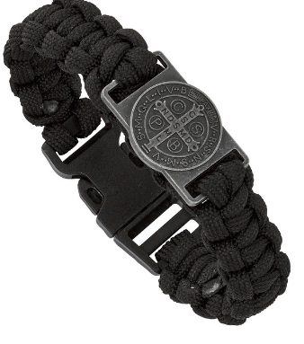 BRACELET - ST BENEDICT - BLACK PARACORD