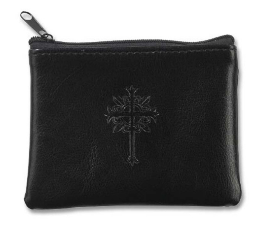 Rosary Case  Black Rectangular with Zipper