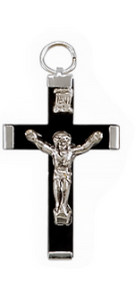 Crucifix - Black Wood and Metal ends - 1.25"