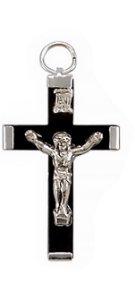 Crucifix - Black Wood and Metal ends - 1.25