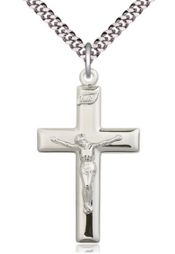 Crucifix Plain Style Sterling Silver on 24