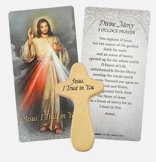 Divine Mercy Hand Held Prayer Cross with Card