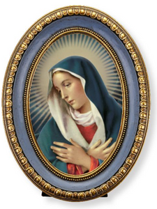 Our Lady of Divine Mercy 5 1/2" x 7 1/2" Oval Gold-Leaf Frame