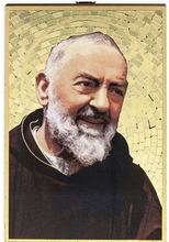 Load image into Gallery viewer, St Pio 4&quot; x 6&quot;  Gold Foil Mosaic Plaque
