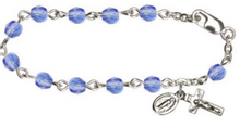 Load image into Gallery viewer, BABY ROSARY BRACELET - SAPPHIRE - SWAROVSKI CRYSTAL
