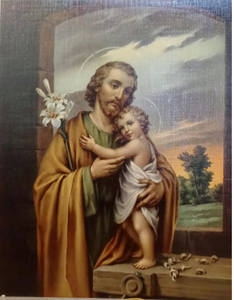 Vintage Frameable print on Artboard"St. Joseph and Jesus"  8"x10"