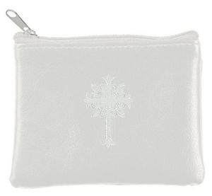 Rosary Case  Ivory Rectangular with Zipper