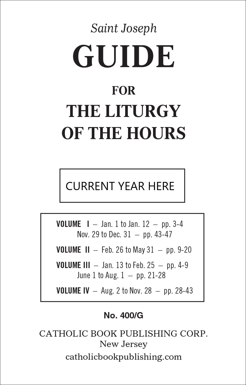 GUIDE - 2023 4 VOL LITURGY OF HOURS