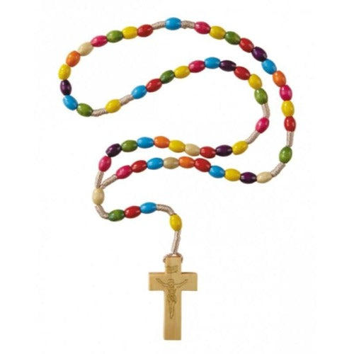 Rosary-Multi-Color Wood Oval Beads