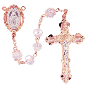 Crystal Rosary with Rose Gold Crucifix & Center
