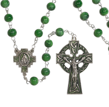 Load image into Gallery viewer, Rosary - Irish - 7mm Green Marble - Celtic Crucifix
