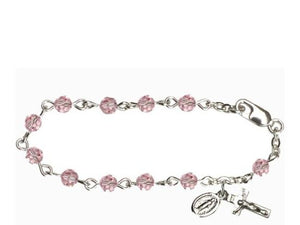 BABY ROSARY BRACELET - LIGHT ROSE - SWAROVSKI CRYSTAL BEADS