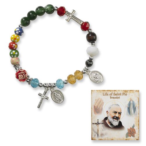 ROSARY BRACELET - PADRE PIO with 8 PAGE STORY CARD
