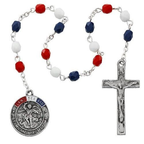 MILITARY - CHAPLET - RED, WHITE & BLUE BEADS