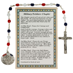 MILITARY - CHAPLET - RED, WHITE & BLUE BEADS