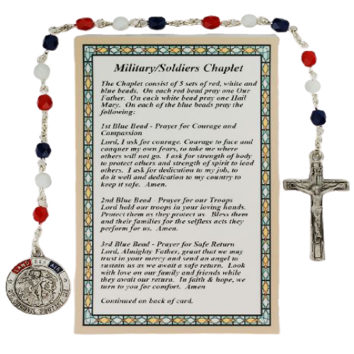 MILITARY - CHAPLET - RED, WHITE & BLUE BEADS