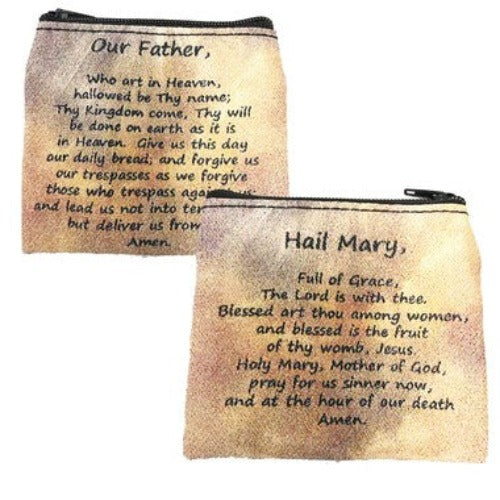 ROSARY CASE - HAIL MARY & OUR FATHER - 3.5 X 3" - HAND WOVEN