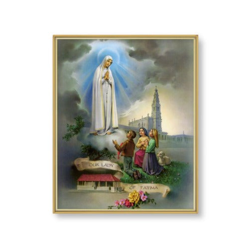 Our Lady of Fatima in Gold Mylar Frame