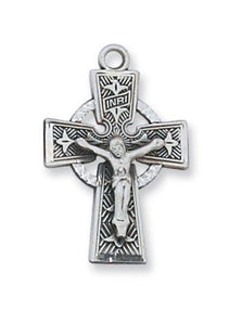 Celtic Crucifix Necklace - Sterling Silver - Comes on 18" Chain