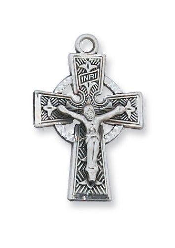 Celtic Crucifix Necklace - Sterling Silver - Comes on 18