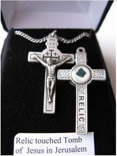 CRUCIFIX PENDANT with a RELIC of JESUS' TOMB
