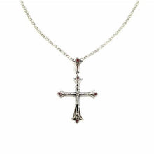 Load image into Gallery viewer, CRUCIFIX NECKLACE - FLARED TIPS with RED CZ STONES
