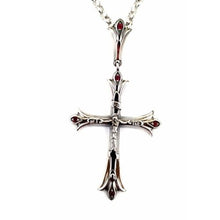 Load image into Gallery viewer, CRUCIFIX NECKLACE - FLARED TIPS with RED CZ STONES
