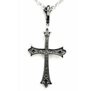 CRUCIFIX NECKLACE - FLARED TIPS with RED CZ STONES