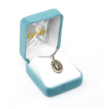 Load image into Gallery viewer, MIRACULOUS MEDAL WITH SCALLOPED EDGE - STERLING SILVER - 18&quot; CHAIN
