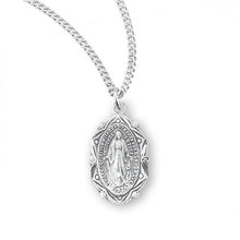 Load image into Gallery viewer, MIRACULOUS MEDAL WITH ART DECO FRAME - STERLING SLIVER - 18&quot; CHAIN
