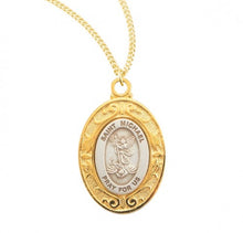 Load image into Gallery viewer, ST MICHAEL - SS MEDAL - GOLD OVER STERLING FRAME -  18&quot; CHAIN
