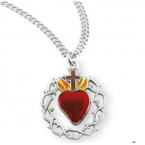 Sacred Heart in Crown of Thorns Pendant