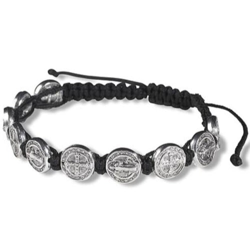 Black Woven St. Benedict Medals Bracelet