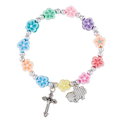 BRACELET - RECONCILIATION - FLOWER BEADS and LAMB CHARM