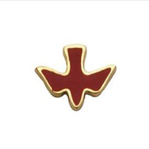 PIN - DOVE OF RED ENAMEL AND GOLD TRIM