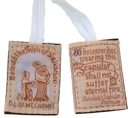 BROWN SCAPULAR WITH A WHITE CORD