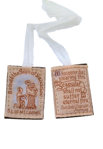 BROWN SCAPULAR WITH A WHITE CORD