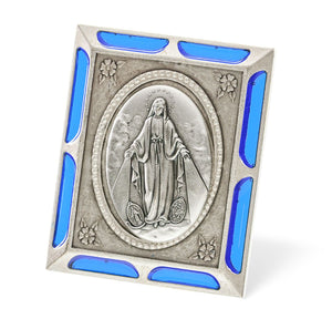 ICON - OUR LADY OF GRACE - HOLY CARD - BLUE ACCENTS